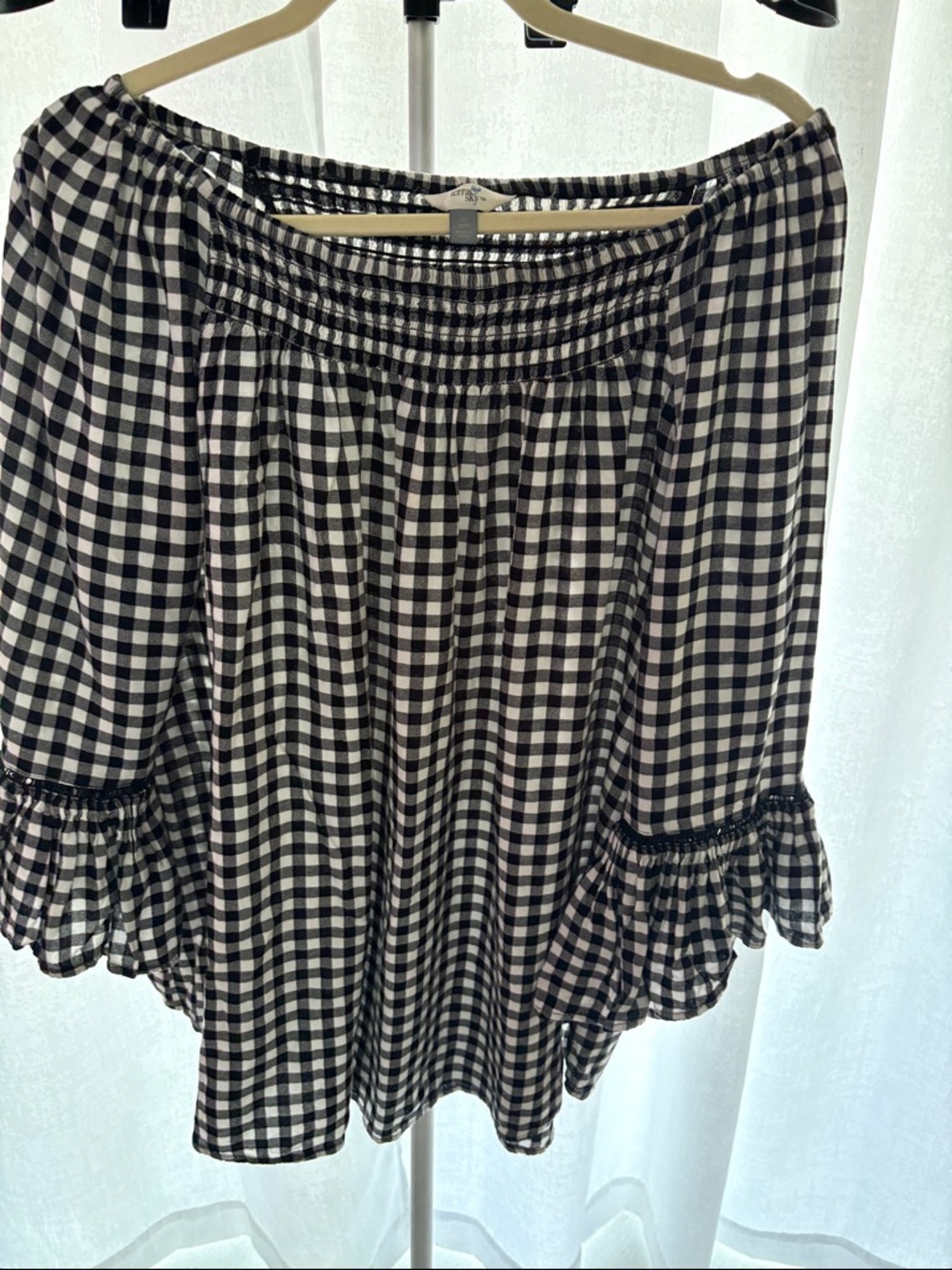 Terra & Sky Black and White Gingham Circle Skirt